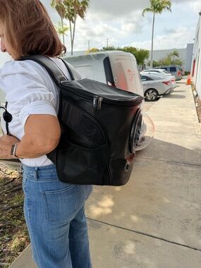 Black Pet Backpack Carrier with Bubble Window - Comfortable Travel Carrier